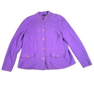 Talbots Purple Knit Button Front Cardigan Sweater Medium Petite